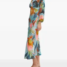 Платье Emma с абстрактным принтом и V-образным вырезом Платье Emma с абстрактным принтом и V-образным вырезом