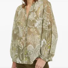 Блузка с объемными рукавами и цветочным принтом Блузка с объемными рукавами и цветочным принтом