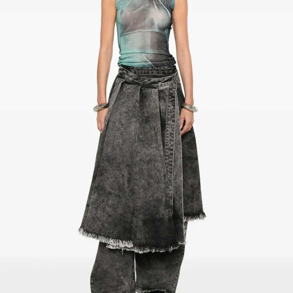 Джинсовая юбка с поясом