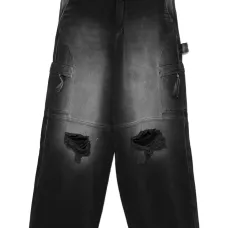 Джинсы карго с эффектом потертости