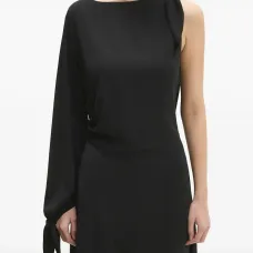 Платье миди с асимметричным вырезом