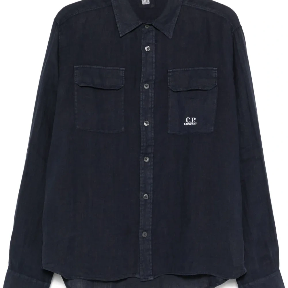 Льняная рубашка с длинными рукавами