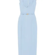 Платье макси с рукавами кап и поясом