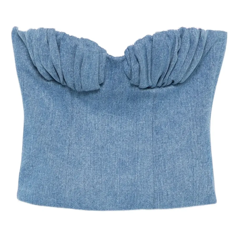 Джинсовый топ со сборками Джинсовый топ со сборками