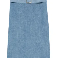 Джинсовая юбка миди с поясом