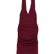 Платье мини с V-образным вырезом и драпировкой