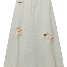 Джинсовая юбка макси с эффектом потертости Джинсовая юбка макси с эффектом потертости