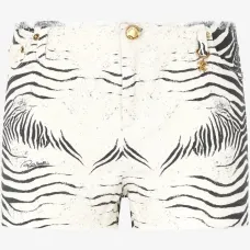 Джинсовые шорты с зебровым принтом