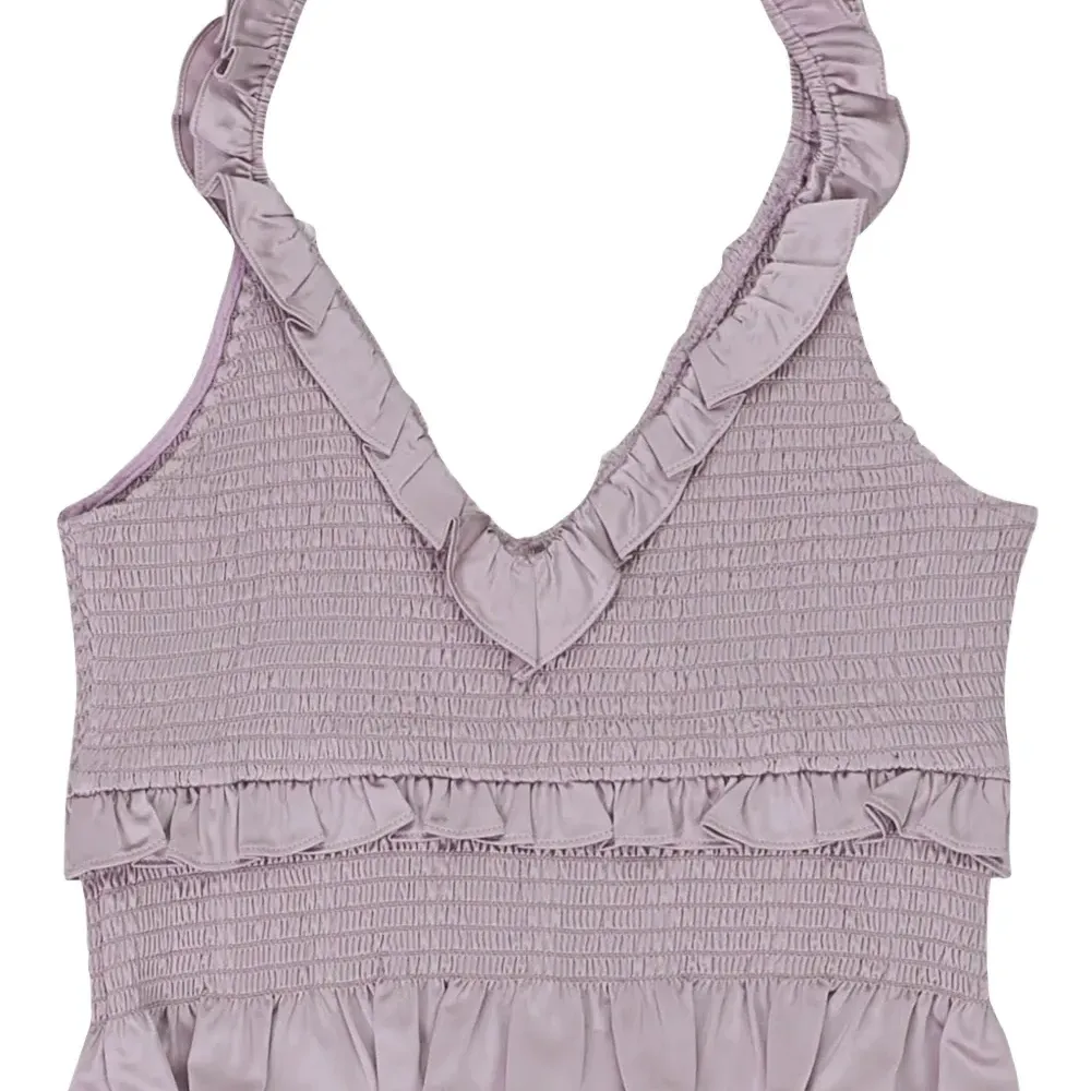 Атласный топ Purple со сборками