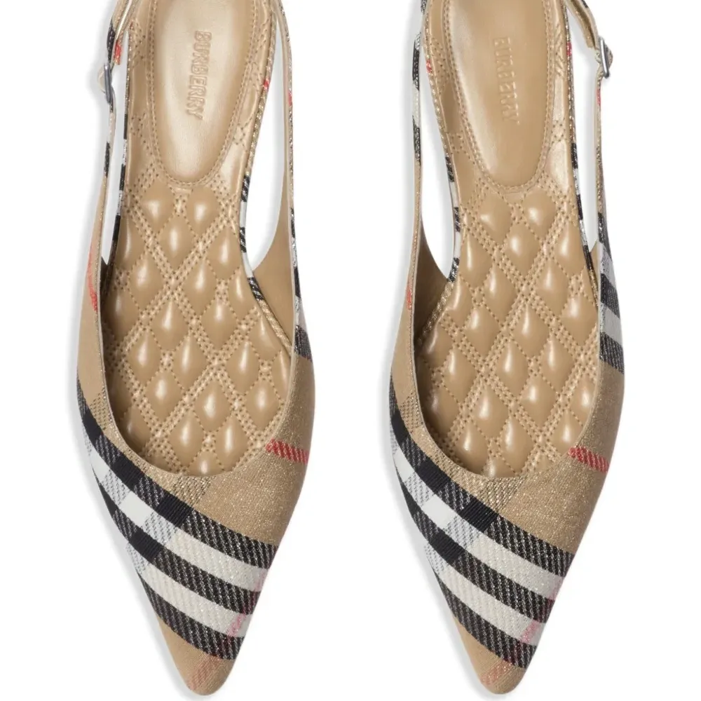 Клетчатые балетки с ремешком на пятке