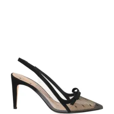 Туфли на каблуке в горошек с бантом