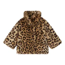 шуба из искусственного меха с леопардовым принтом