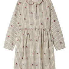 Клетчатое платье с вышивкой