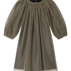 платье в горох с объемными рукавами