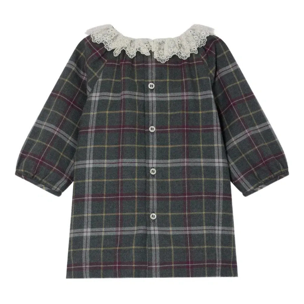 Клетчатое платье с кружевным воротником Клетчатое платье с кружевным воротником