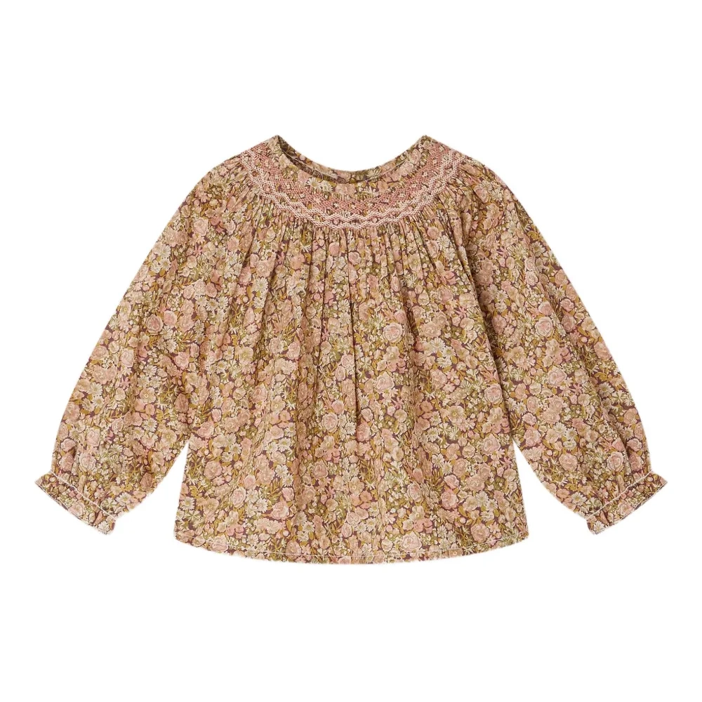 Рубашка со сборками и цветочным принтом