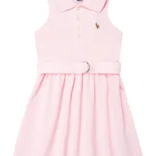 Трикотажное платье с воротником поло и поясом