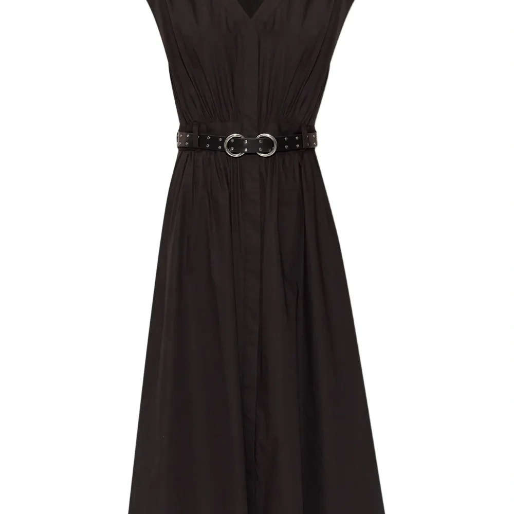 Поплиновое платье миди с поясом