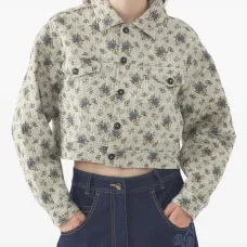 Укороченная куртка с цветочным принтом