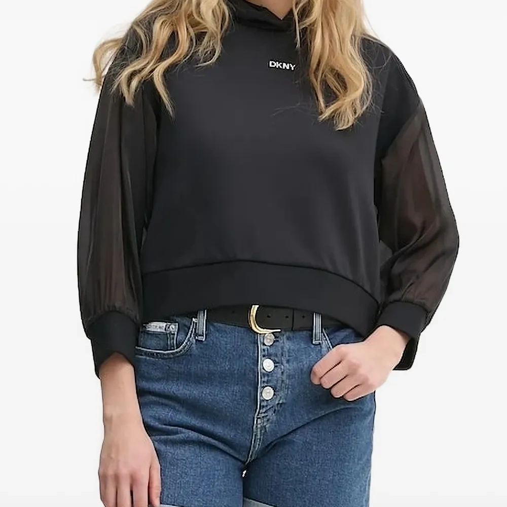 Топ с прозрачными рукавами и капюшоном Топ с прозрачными рукавами и капюшоном