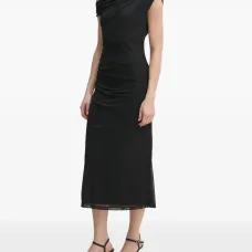 Платье миди на одно плечо с драпировкой