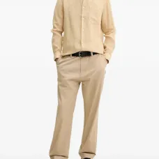 Льняная рубашка с длинными рукавами