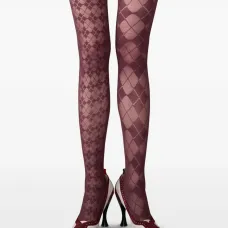 Прозрачные колготки с узором аргайл