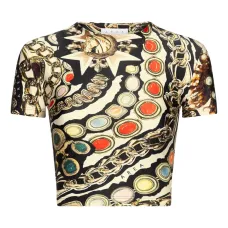 Укороченная футболка с принтом