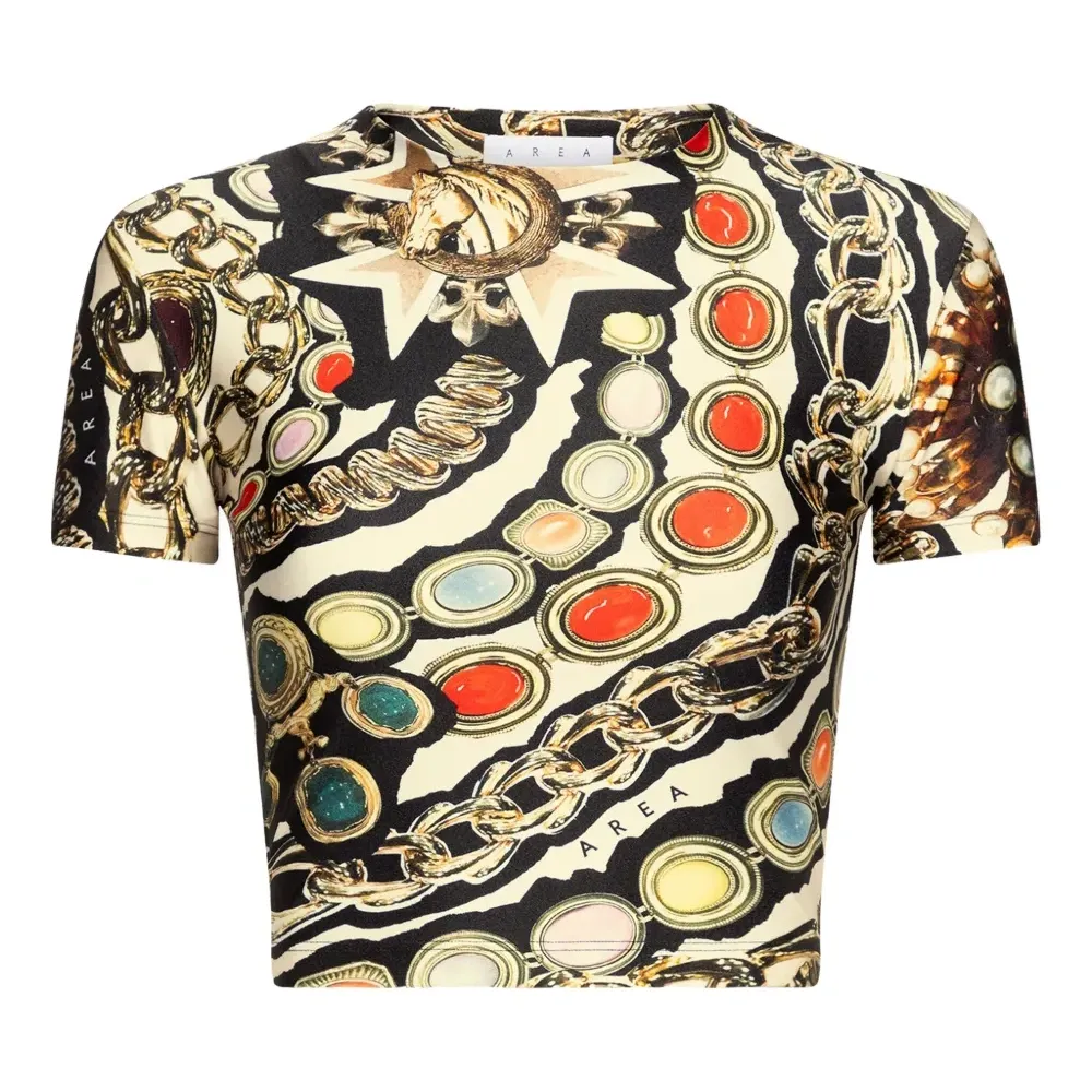 Укороченная футболка с принтом