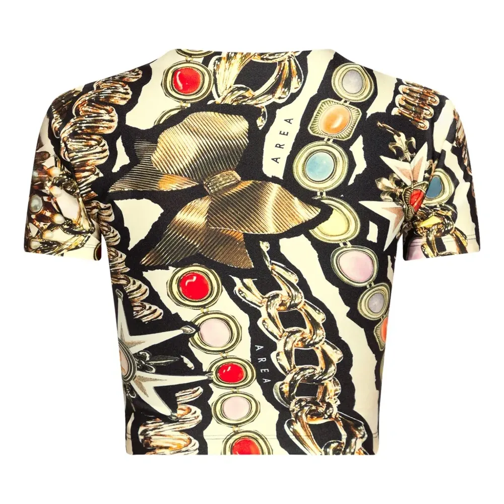 Укороченная футболка с принтом