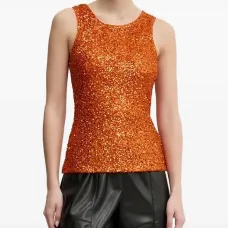 Топ с круглым вырезом и пайетками Топ с круглым вырезом и пайетками