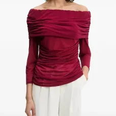 Драпированный топ с открытыми плечами Драпированный топ с открытыми плечами