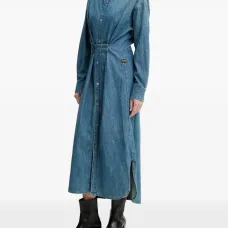 Джинсовое платье-рубашка с поясом