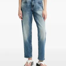 Прямые джинсы с эффектом потертости