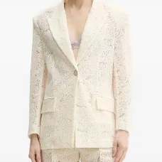 Однобортный блейзер с кружевными вставками