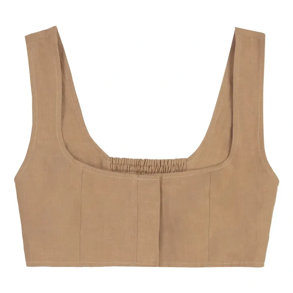 Льняной топ без рукавов