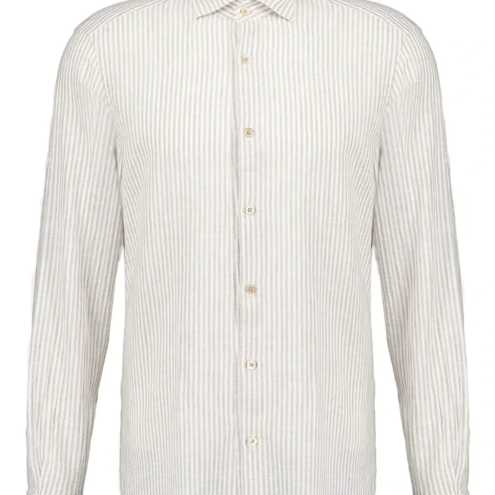 Рубашка из смесового льна в полоску