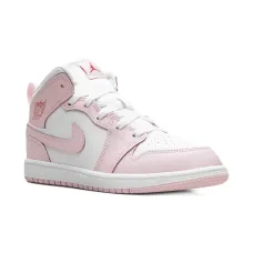 кроссовки Jordan 1 Mid Pink Foam Fire Red White