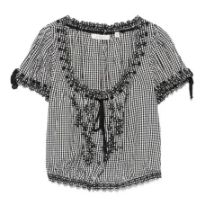 Укороченная блузка Nera в клетку гингем