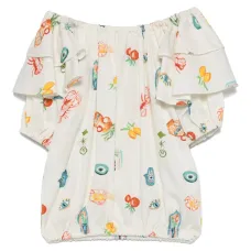 Блузка с оборками и принтом