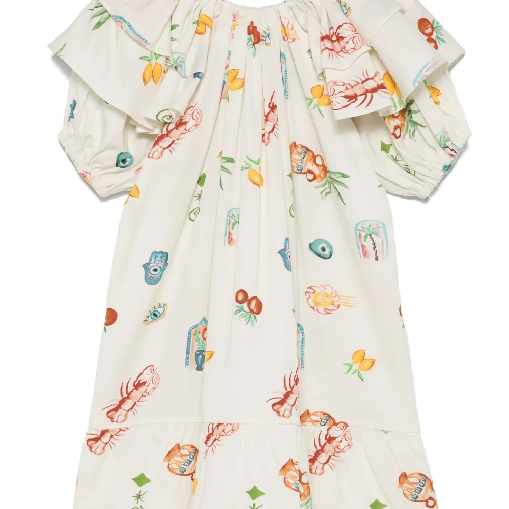 Платье с оборками и принтом