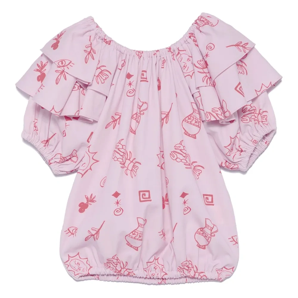 Блузка с оборками и принтом