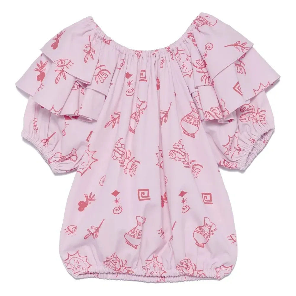 Блузка с оборками и принтом