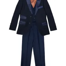 Костюм-тройка с атласной отделкой