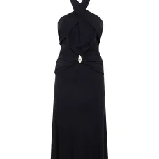 Платье с вырезом халтер и сборками