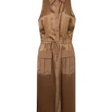 Атласное платье-рубашка на пуговицах