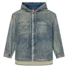 Джинсовая рубашка с капюшоном