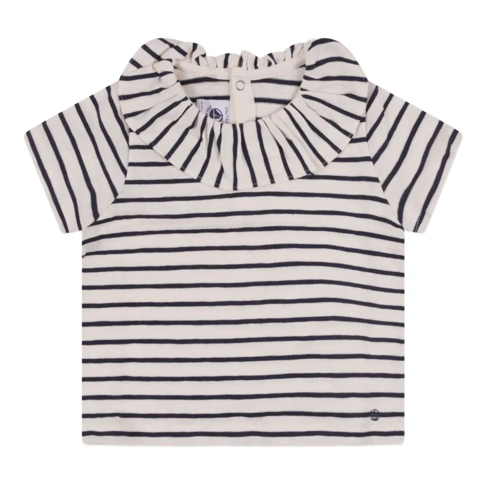 Полосатая футболка с оборками на воротнике