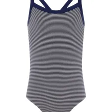 Полосатый купальник с перекрестными бретелями