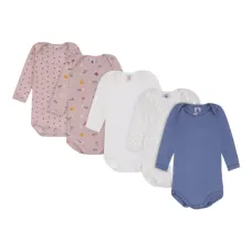 Комплект из пяти боди с длинными рукавами и принтом